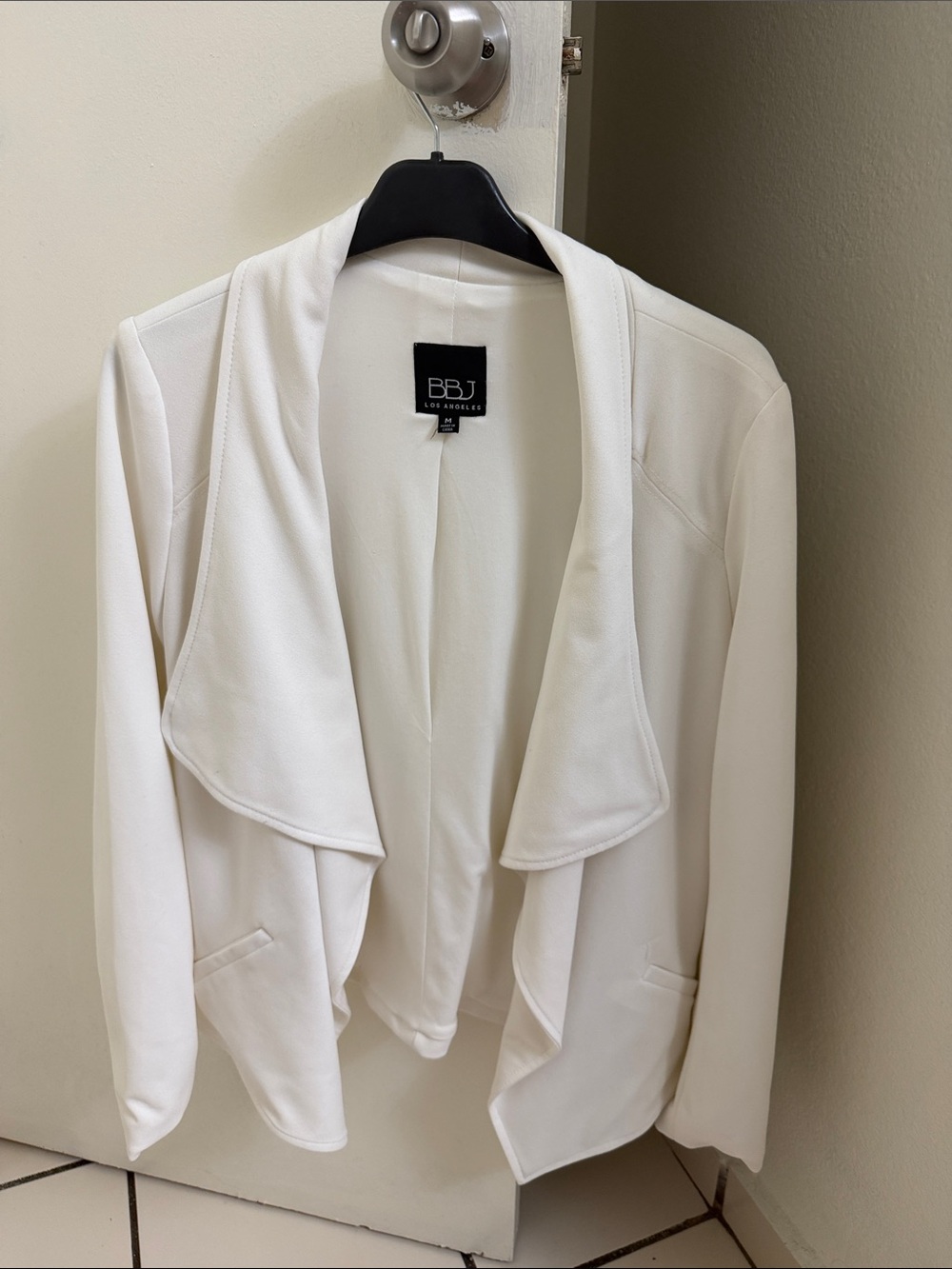 BBJ Los Angeles White Draped Open-Front Blazer